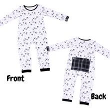 Load image into Gallery viewer, Plaid Penguins Bum Flap romper
