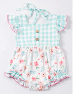 Sweet Spring Gingham Floral Romper